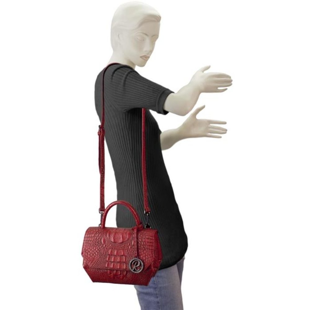 Raviani Mini Satchel Crossbody Genuine Leather Red Handbag